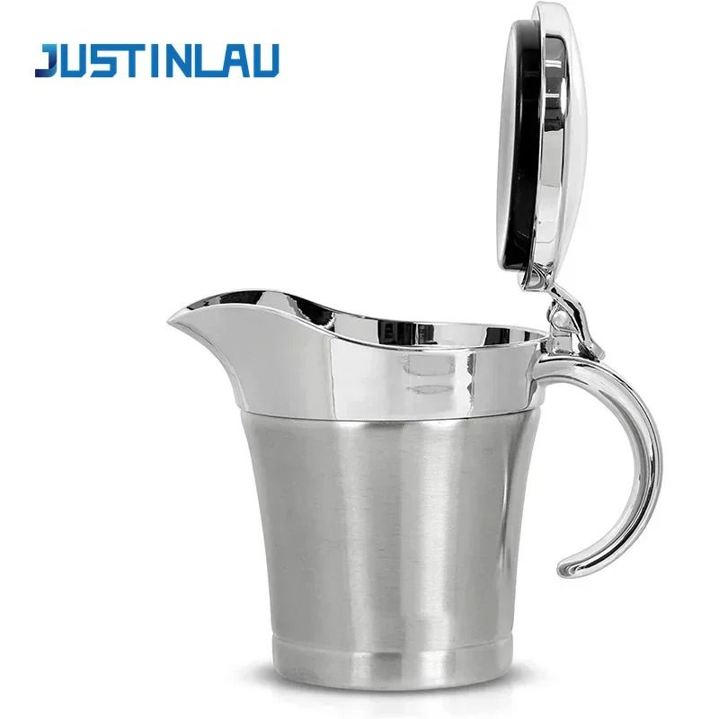 Premium Double-Insulated Stainless Steel Gravy Jug – Thermal Sauce Pot with Hinged Lid