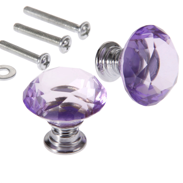 Purple Diamond Crystal Drawer Knobs for Cabinets and Dressers