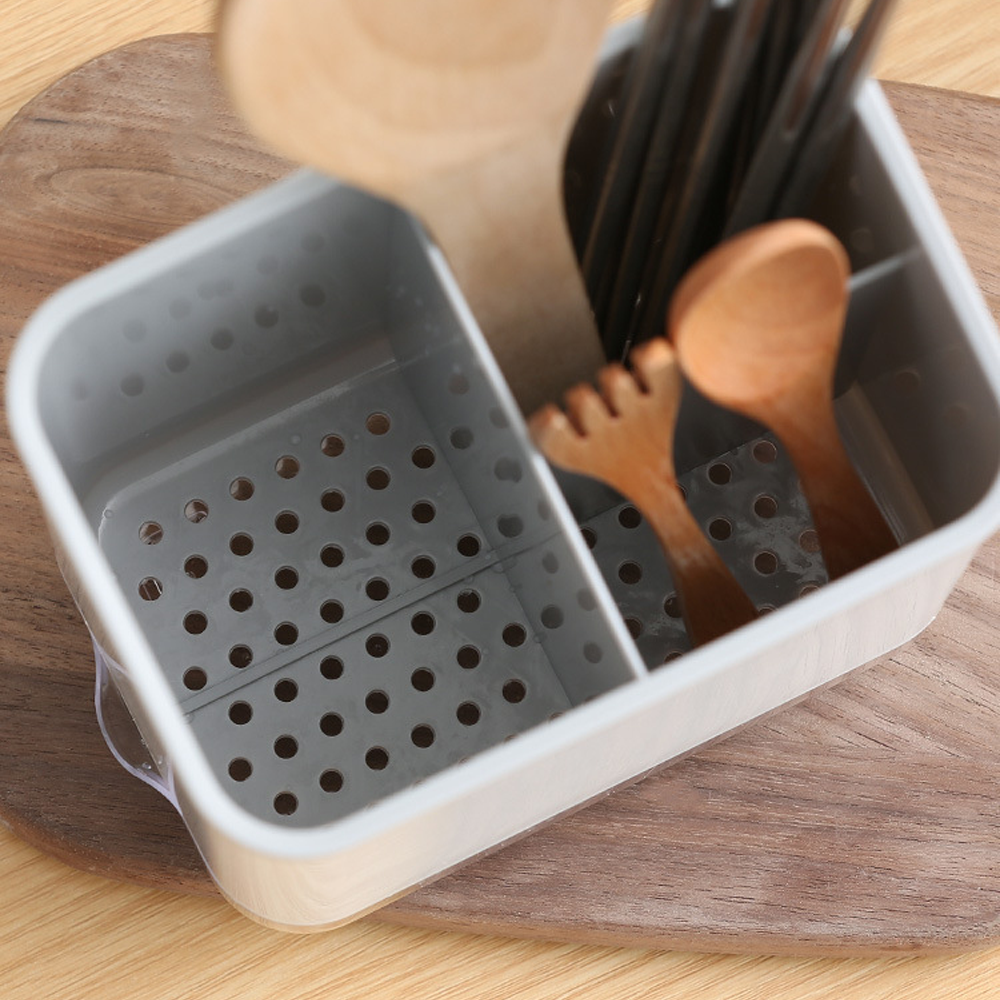 Kitchen Utensil Organizer, Double Layer Cutlery Drain Rack, Detachable Chopsticks Cage with Spoon & Fork Holder