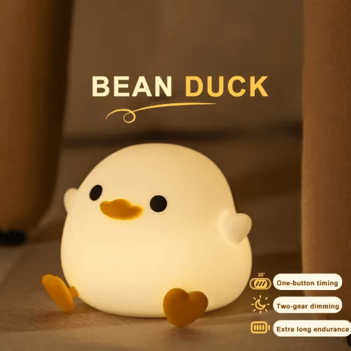 Cute Duck Silicone Touch Night Light with Timer & USB Rechargeable Design