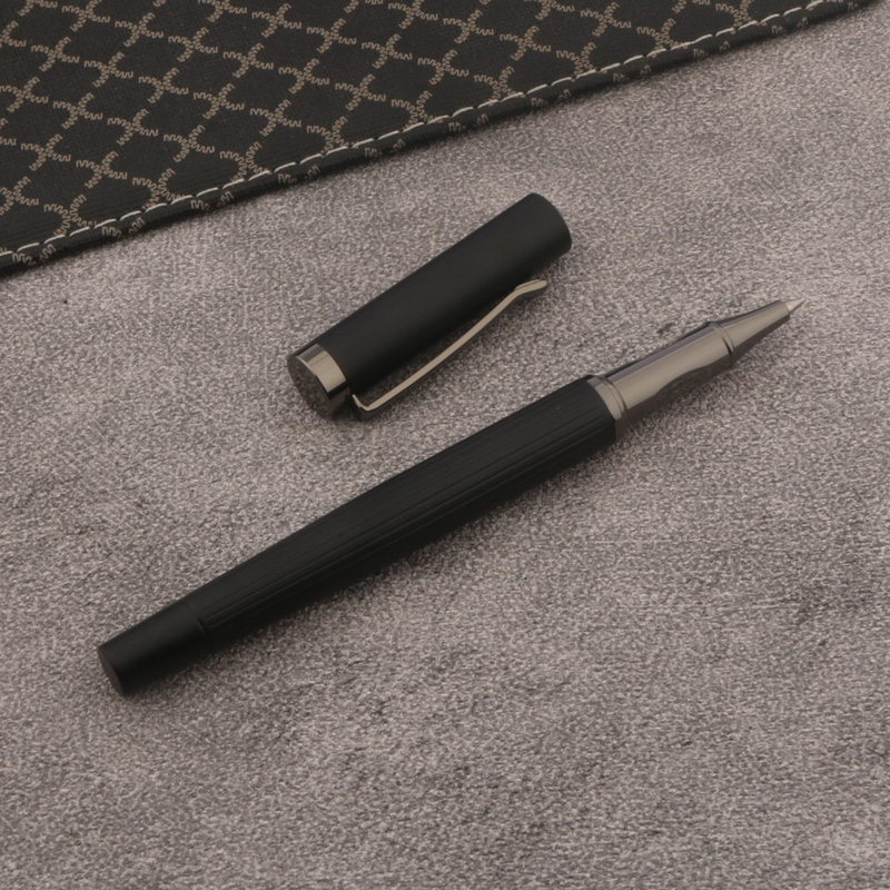 Matte Black Roman Column Luxury Metal Pen Premium Ballpoint Writing Pen