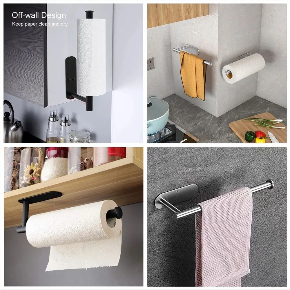 Adhesive Under Cabinet Paper Towel Holder – Wall Mounted Kitchen & Bathroom Tissue Rack