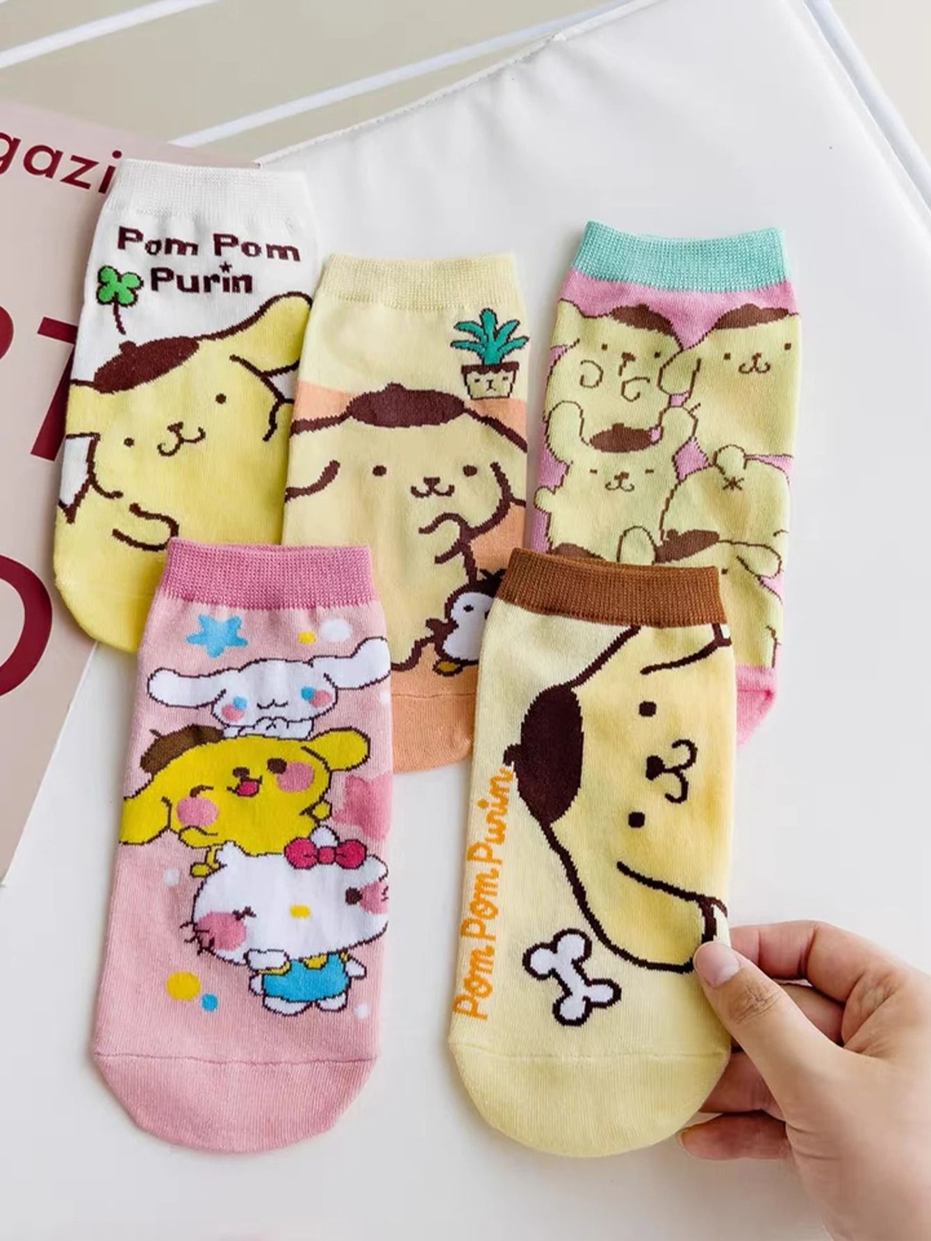 Cute Cartoon Short Socks for Women 5 Pair Random Set