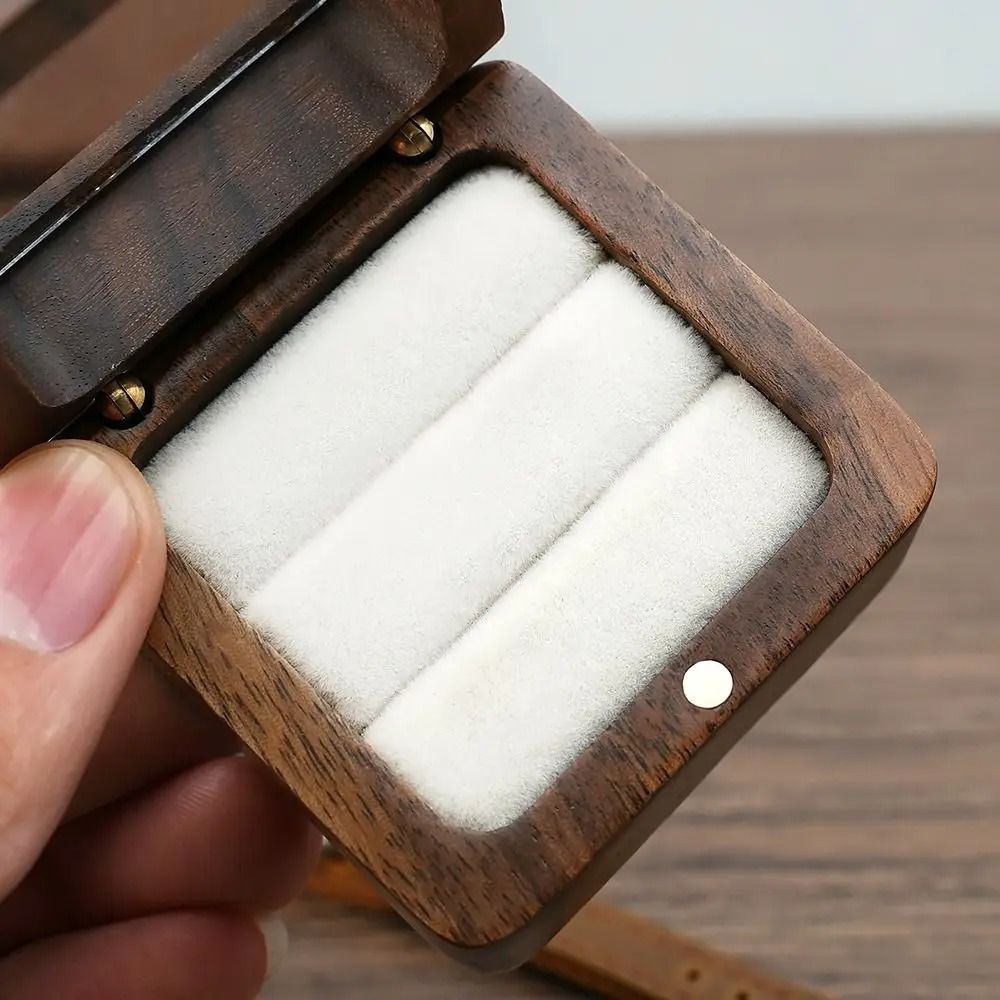 Rustic Wooden Engagement Ring Box for Couples Wedding Gift
