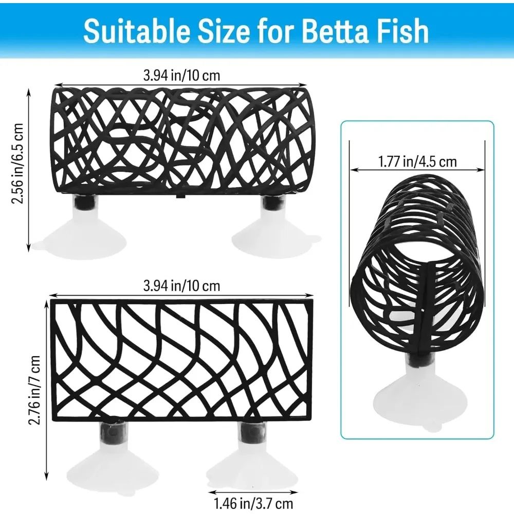 Betta Fish Cave Hideout with Hammock – Hollow Tunnel Aquarium Decoration for Shrimp & Crayfish