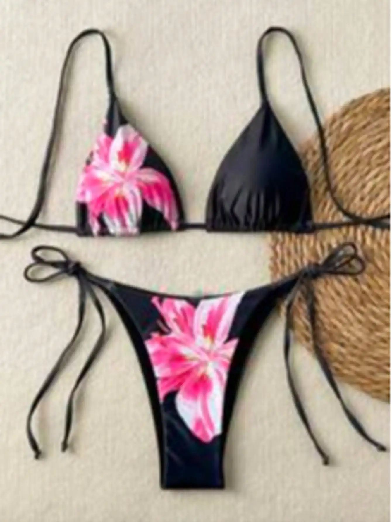 Leopard Print Lace Up Three Piece Bikini Set