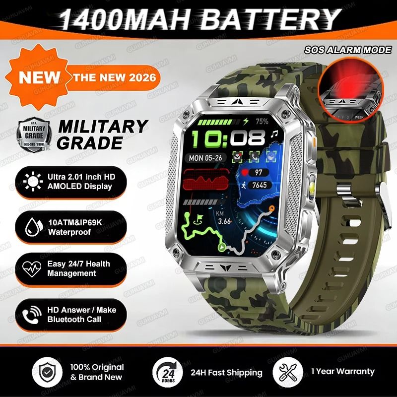 TANK Elite Military GPS Smartwatch | 1400mAh Battery & 2.01