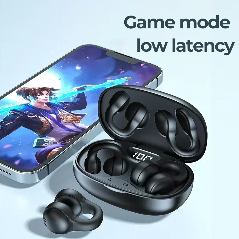 Wireless Bone Conduction Headphones - Bluetooth Earphones with Mic, Waterproof Sports Earbuds, Transparent Earring