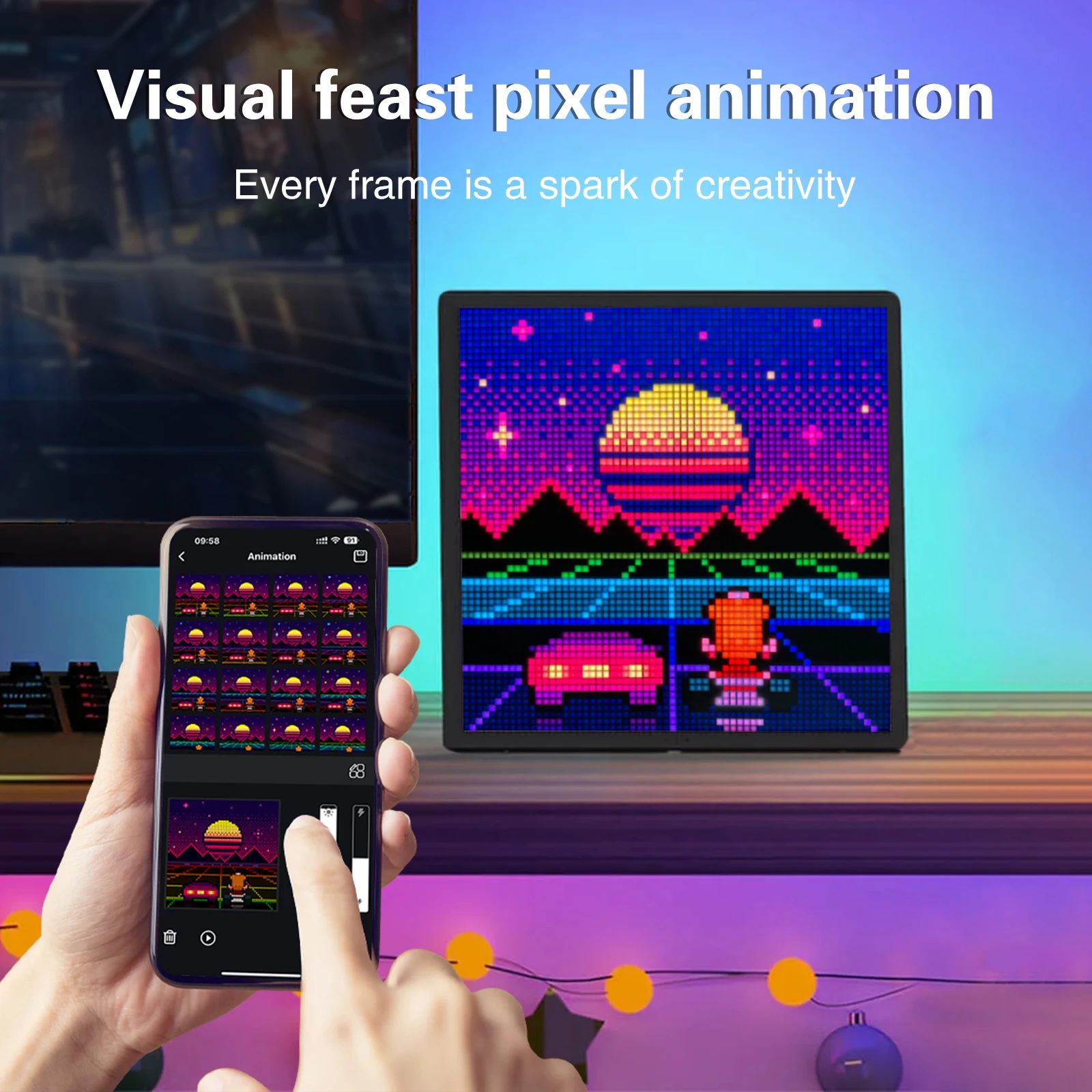 64x64 RGB LED Pixel Art Display with Bluetooth App Control