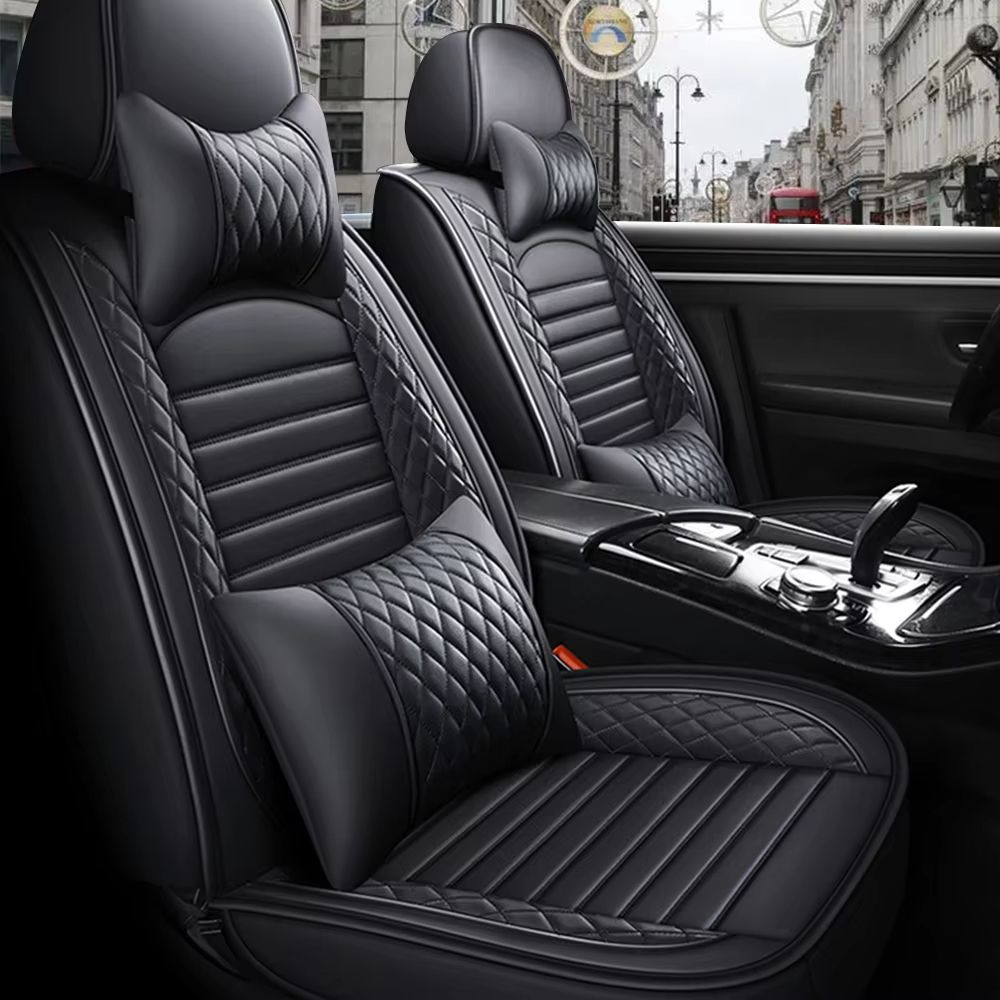 LuxRide PU Leather Car Seat Covers – Universal 5-Seat Full Set for Sedans and SUVs