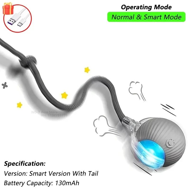Smart Interactive Rolling Pet Ball with Tail