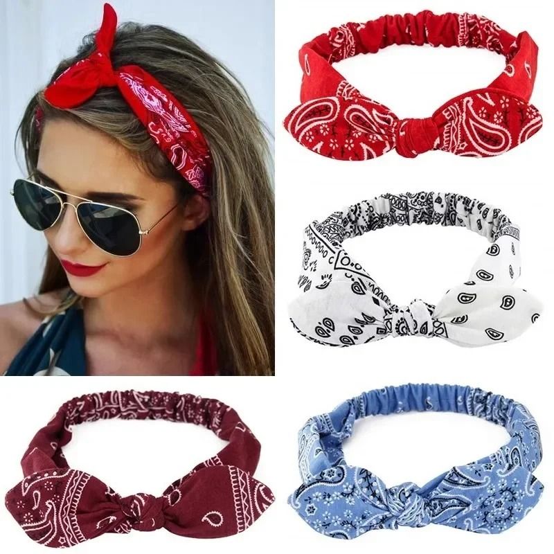 Printed Rabbit Ears Elastic Crossband Headband
