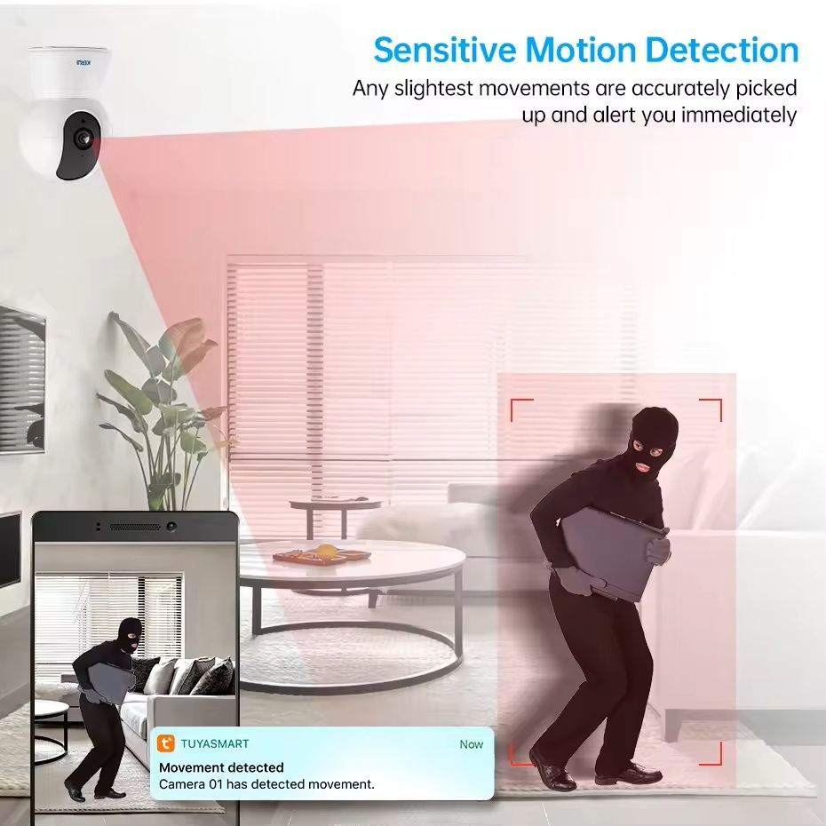 5MP Tuya Smart Mini WiFi IP Camera – Indoor Security with AI Human Detection, Auto Tracking, and Two-Way Audio
