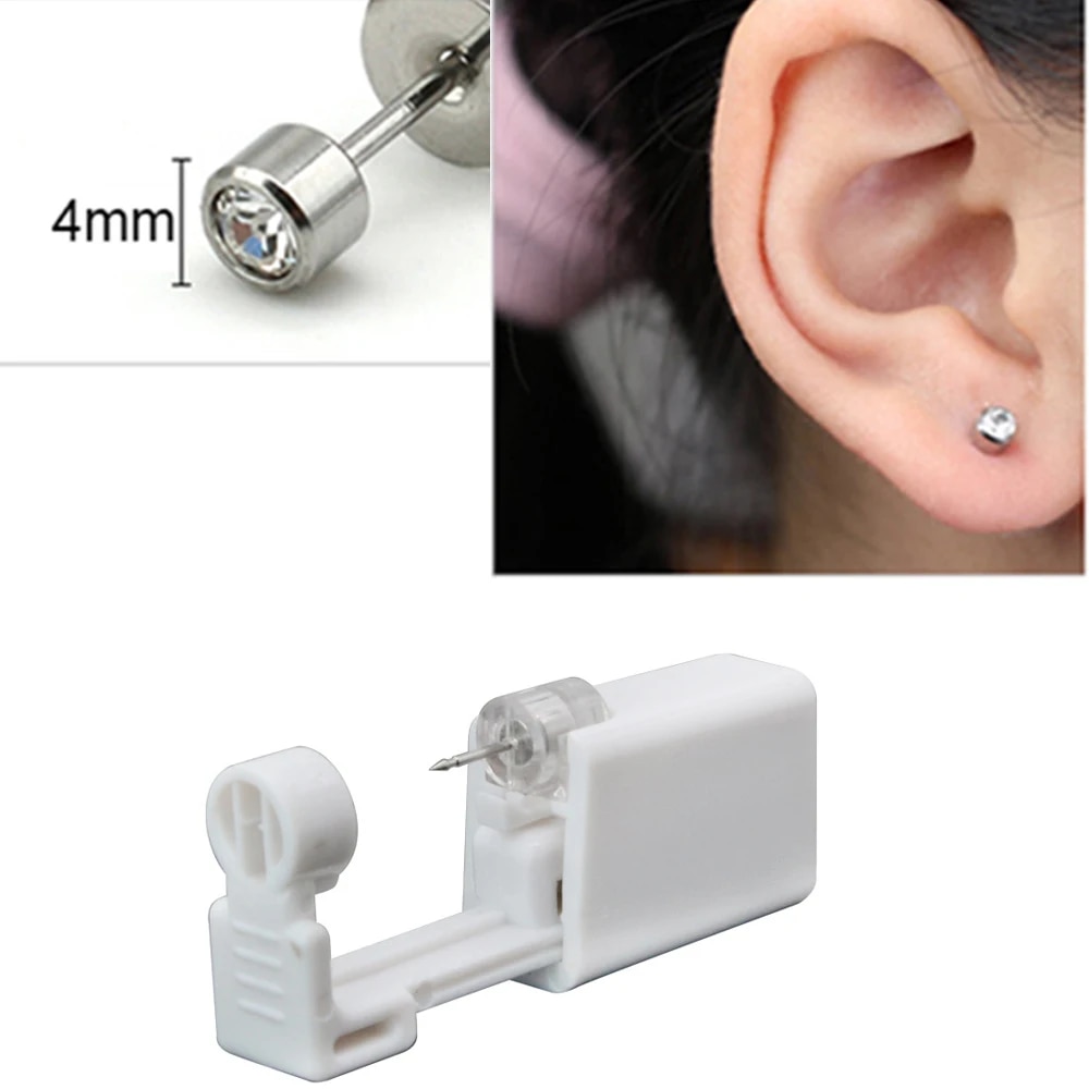 Disposable Sterile Ear Piercing Kit: Cartilage, Tragus, Helix Gun with No Pain - 1/2/4Pcs Piercer Tool & Stud Jewelry
