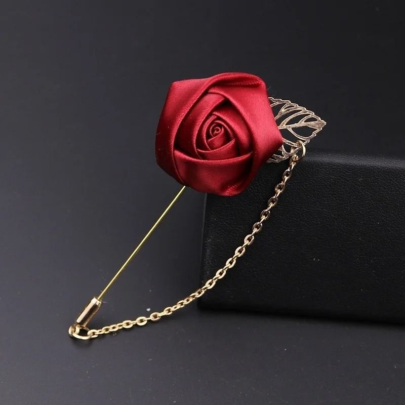 Handmade Canvas Rose Flower Brooch Pin