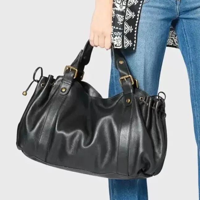 Womens Vintage Handbag Solid Color Tote Shoulder Bag Luxury Everyday Style