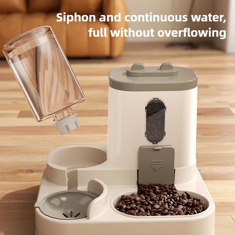 Automatic Dog Cat Feeder and Water Dispenser Set – Gravity Food Feeder and Waterer with Pet Food Bowl