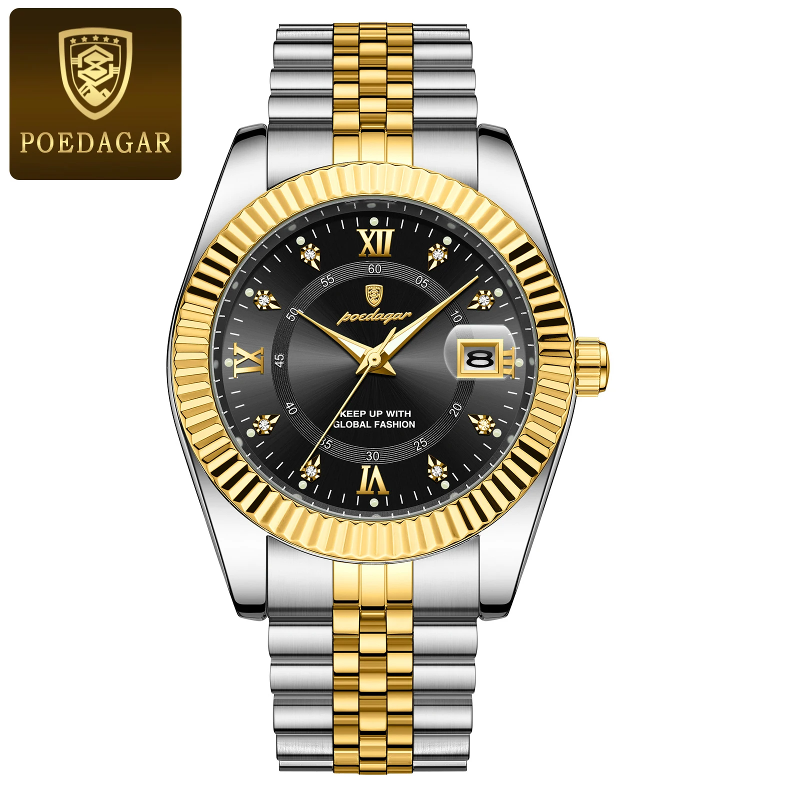 Waterproof Luxury Men's Quartz Watch, Military Date Wristwatch, Stainless Steel Fashion Watch
