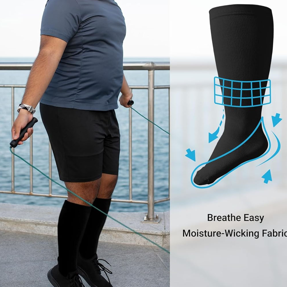 Plus Size Wide Calf Compression Socks for All-Day Circulation Support
