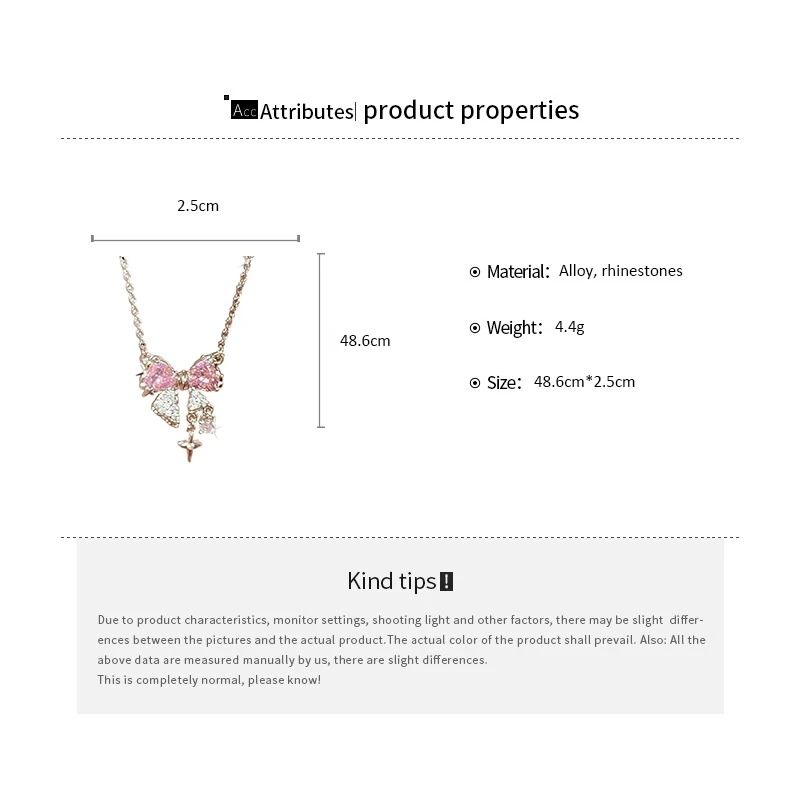 Sweet Pink Bow Pendant Necklace