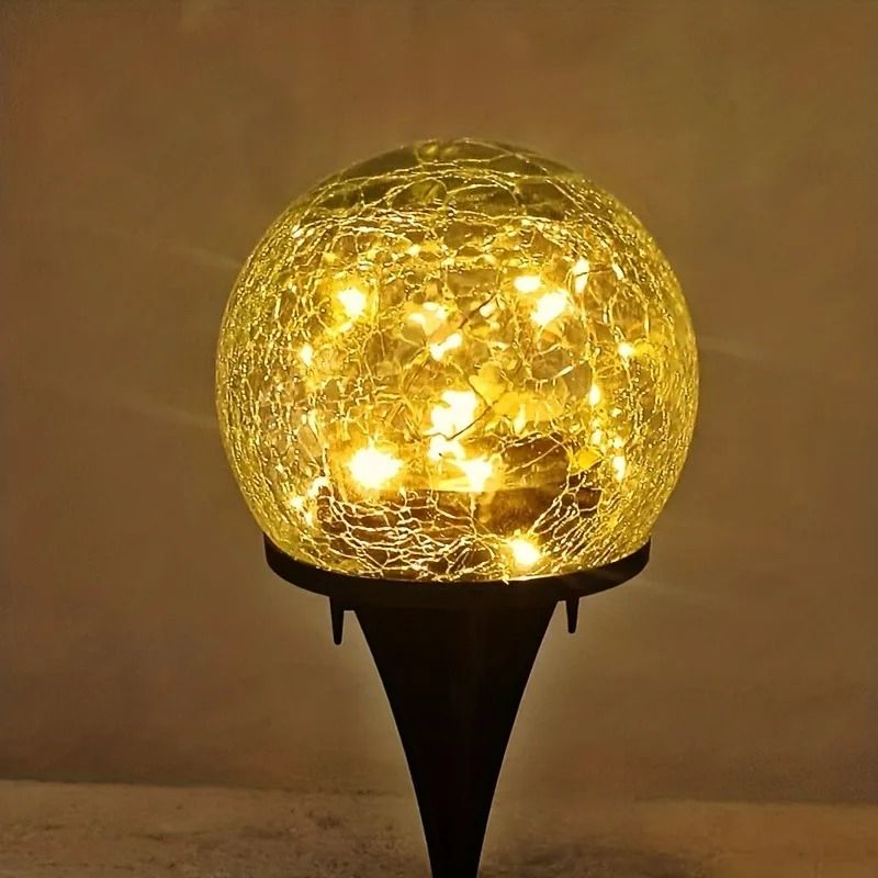 Artisan Solar Cracked Glass Globe Stakes
