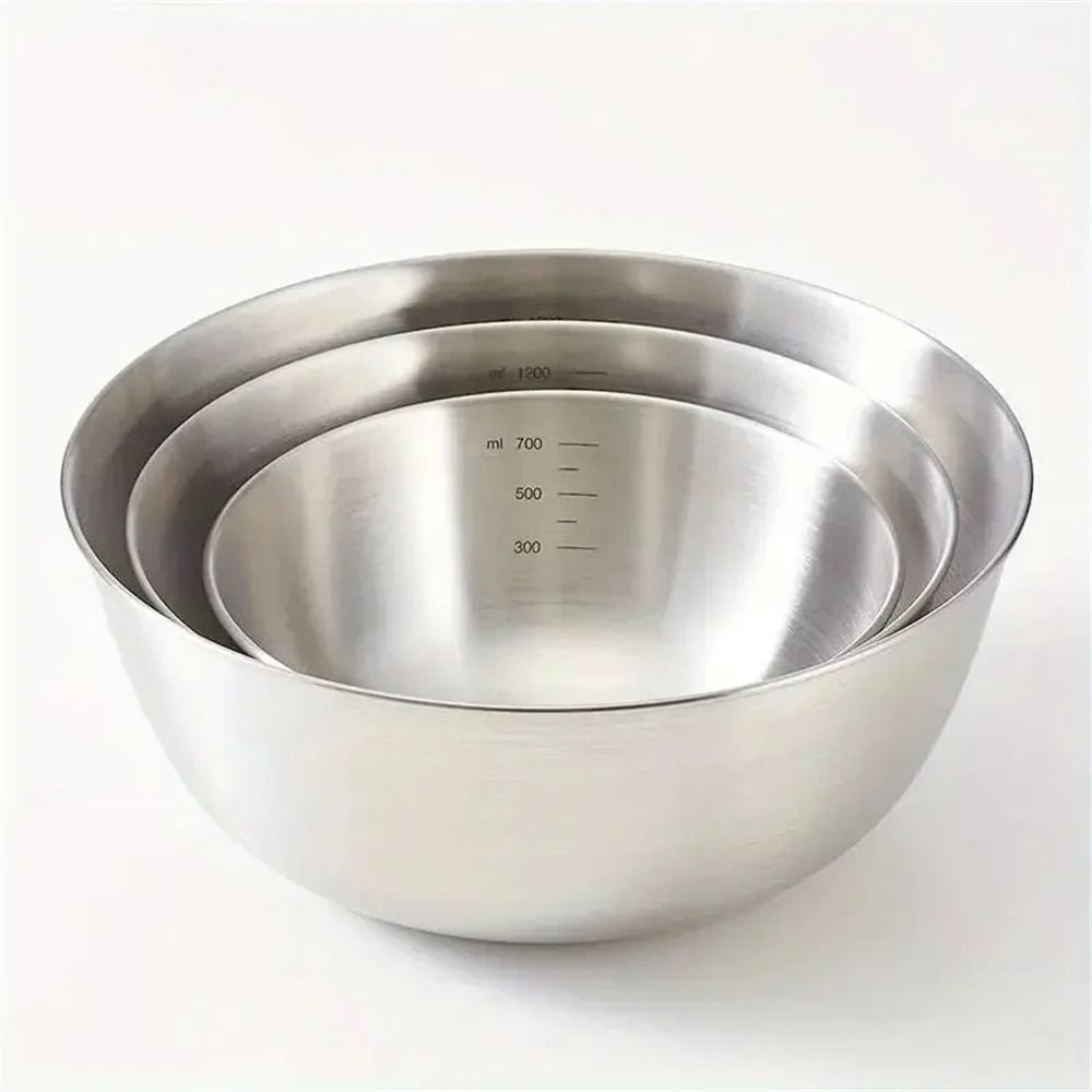 Stainless Steel Mixing Bowl Set With Measurement Scale