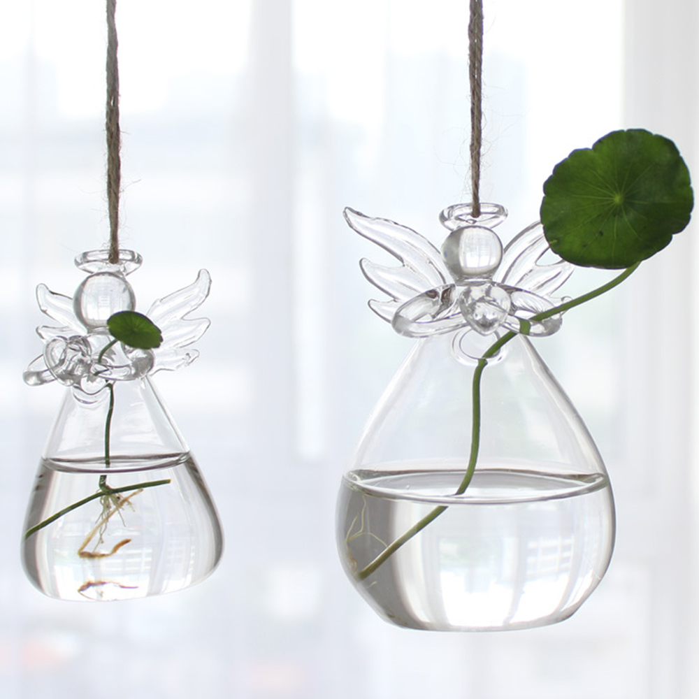 Angel Glass Vase Hanging Hydroponic Vase for Flowers and Plant Cuttings