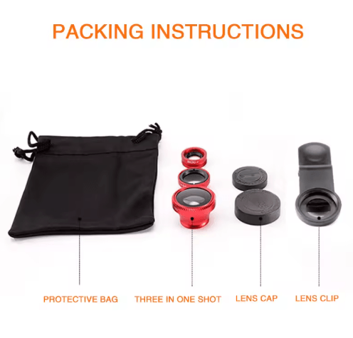 3-in-1 Smartphone Camera Lens Kit – Fisheye, Wide Angle & Macro Clip-On Lens