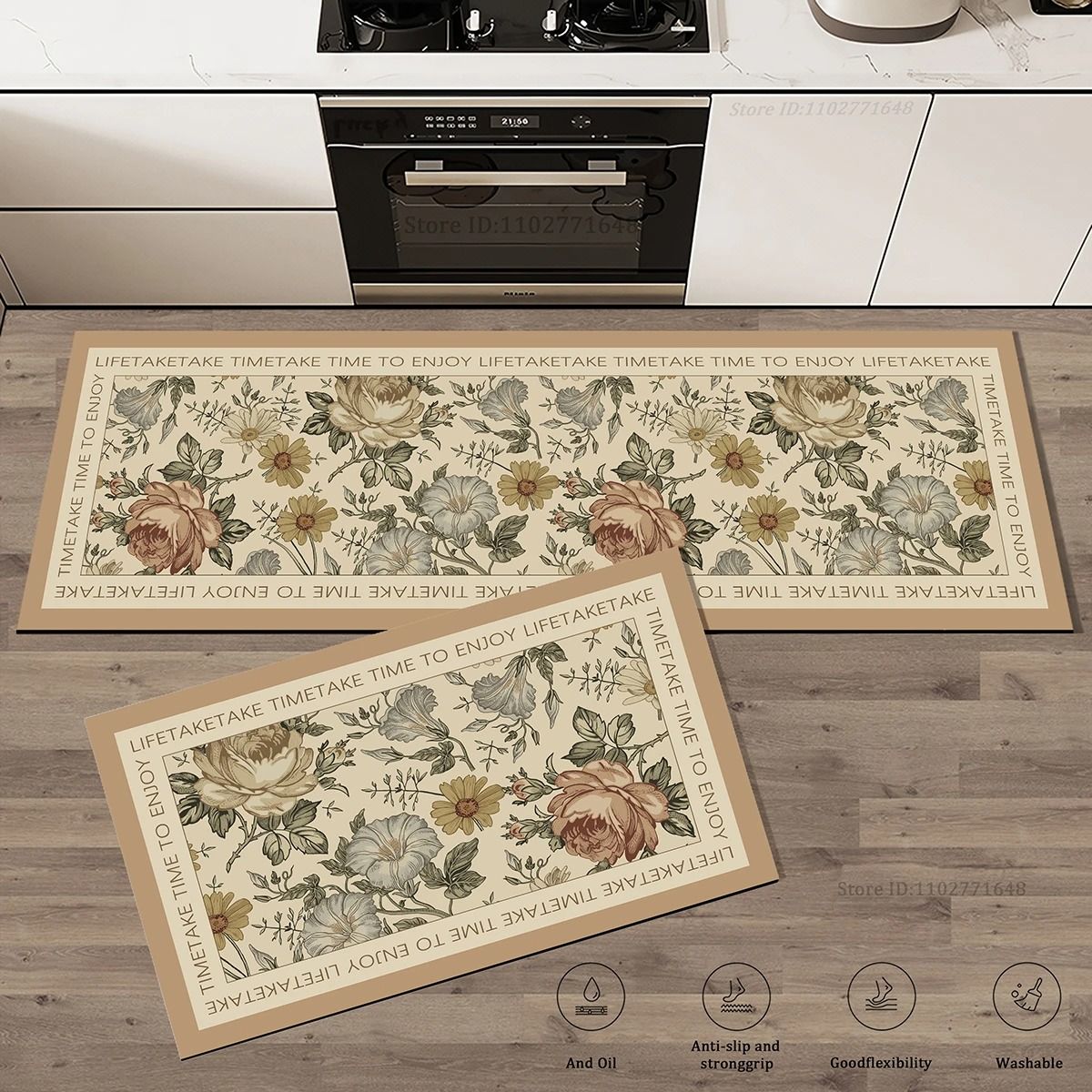 Botanical Garden Extra-Thick Absorbent Rug – Non-Slip Anti-Fatigue Kitchen & Bathroom Mat Collection