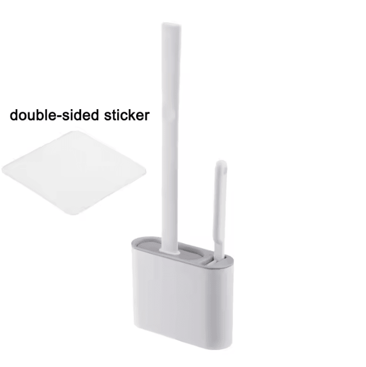 Wall-Mounted Silicone Toilet Brush with Holder – Long Handle Hygienic Bathroom Cleaning Tool