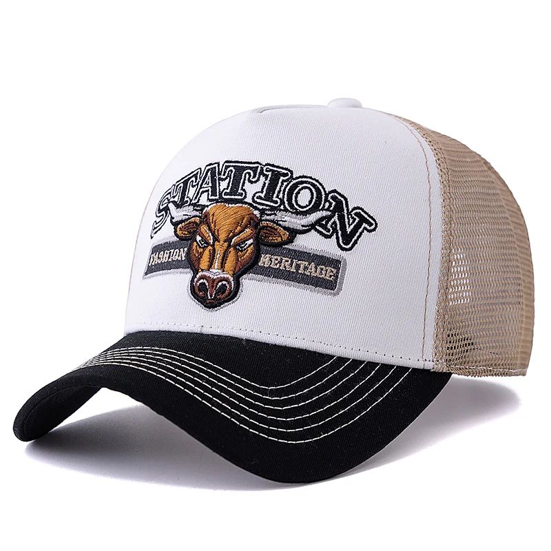 Bulls Head Mesh Trucker Hat – Adjustable Snapback Summer Baseball Cap