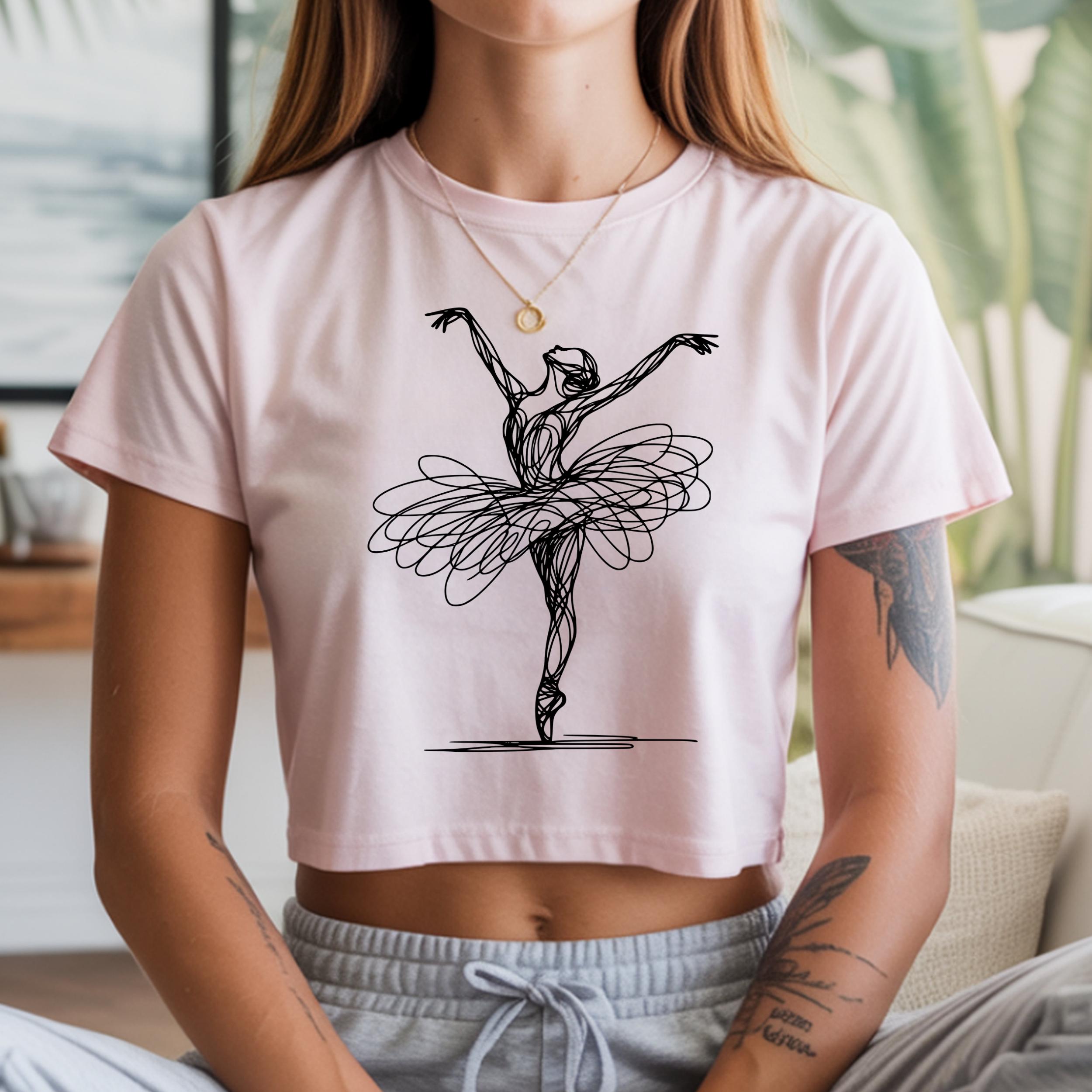 Ballerina Line Art Shirt Minimalist Ballet Dancer Graphic Tee Aesthetic Dance T-Shirt