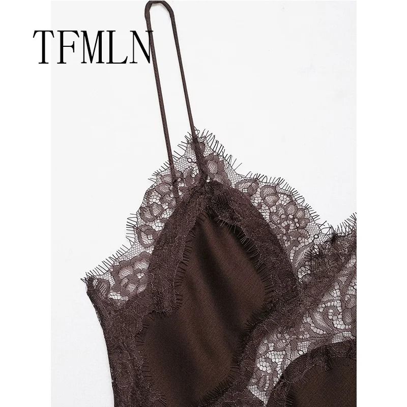 Womens Sexy Irregular Lace Dress | Premium V-Neck Suspender Hem Long Dress