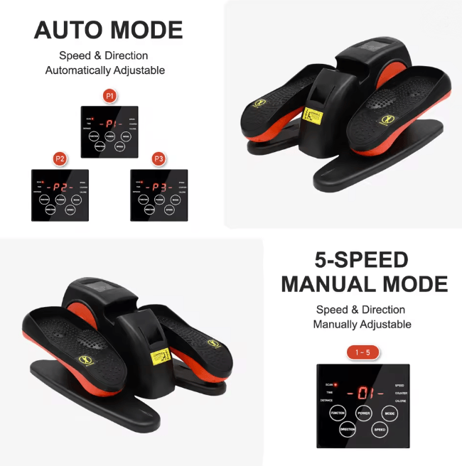 Under Desk Elliptical Exerciser with Remote Control Quiet Pedal Trainer