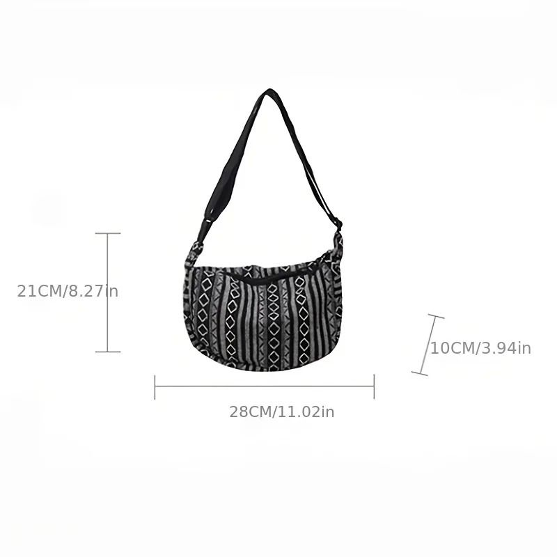 Tribal Style Foldable Crossbody Shoulder Bag with Striped Flag Pattern