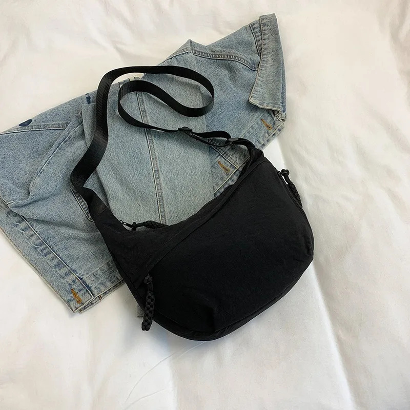 Solid Color Trendy Shoulder Bag, Daily Multifunctional Canvas Bag, Personalized Minimalist Dumpling Bag