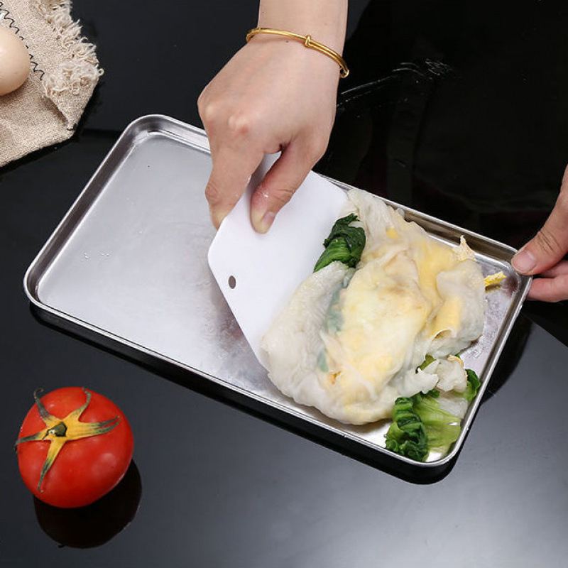 Stainless Steel Rice Noodle Serving Tray Rectangle Buffet Presentation Plate