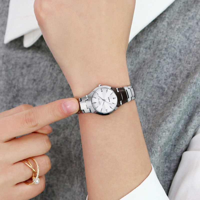 Luxury Stainless Steel Waterproof Quartz Watches, Calendar Date Lovers Couple Watch