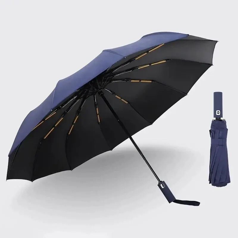 12-Bone Fully Automatic Heavy-Duty Umbrella – UV Resistant & Windproof Folding Design