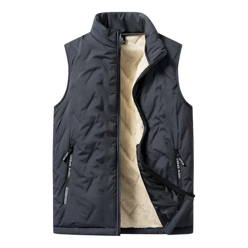Mens Padded Cotton Vest with Stand Collar