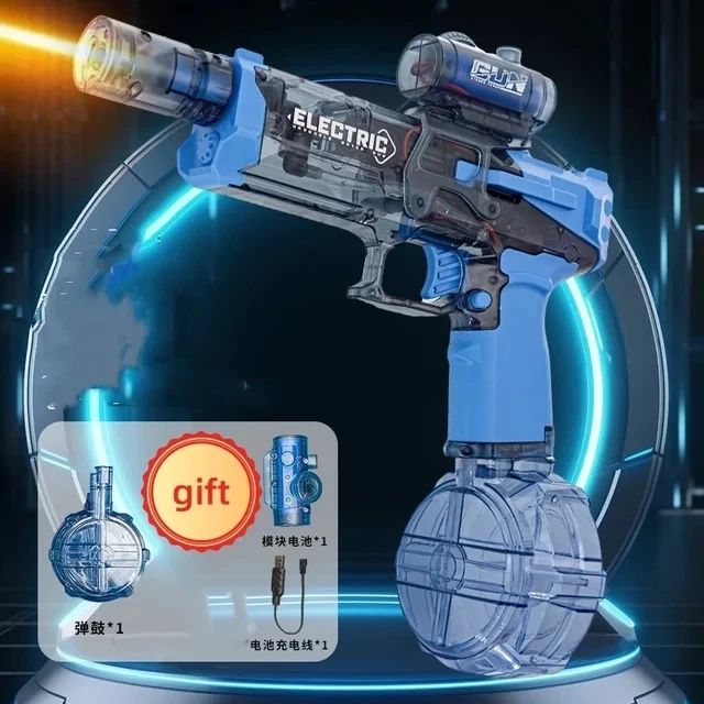 Ice Blast Electric Water Gun – Automatic Continuous Spray High-Pressure Water Blaster with LED Lights