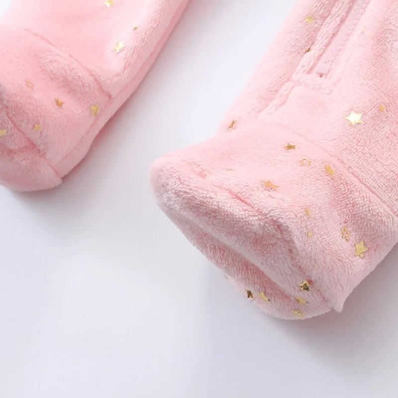 Thickened Fleece Bear Paw Star Jumpsuit