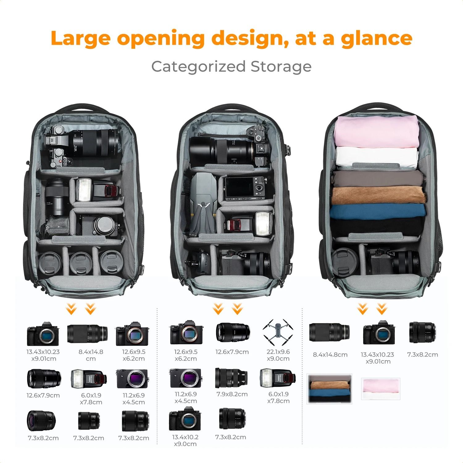 K and F Concept Large Camera Backpack 25L 32L with Laptop Sleeve Tripod Strap and Rain Cover