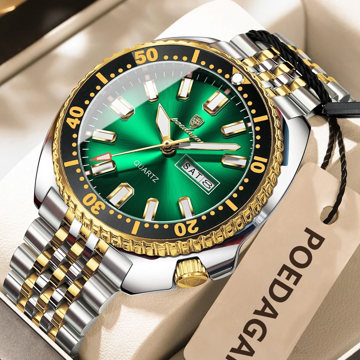 Poedagar Business Men Watch Waterproof Luminous Date Week