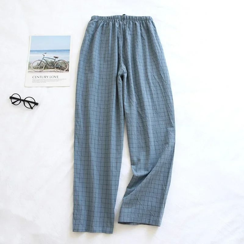 Mens Plaid Cotton Pajama Pants | Breathable Summer Sleepwear