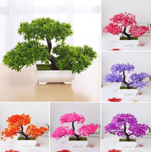Artificial Bonsai Plant Mini Potted Tree for Desk & Home Decor