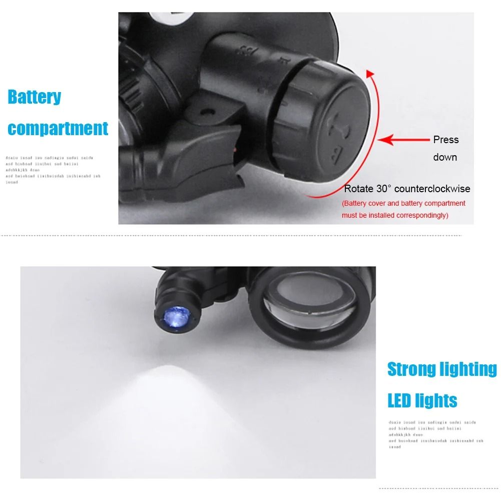 Headband Magnifying Glass with LED Light 8X 15X 23X