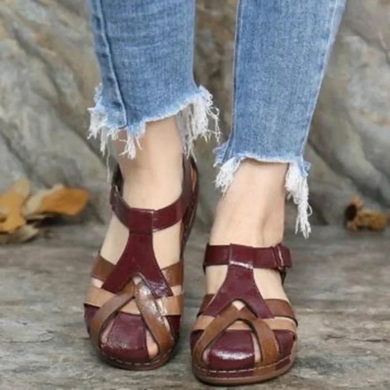 SummerEase Womens Roman Platform Sandals – Slip-On Casual Outdoor Beach Slides