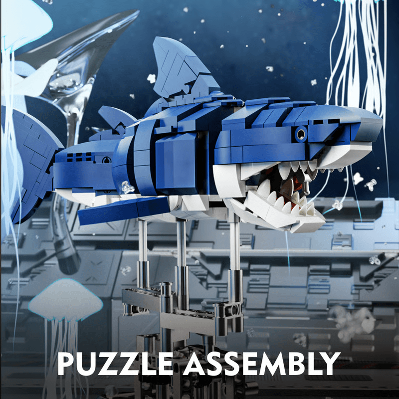Mechanical Shark Toy Kit With Lights, Interactive STEM Model for Kids & Collectors