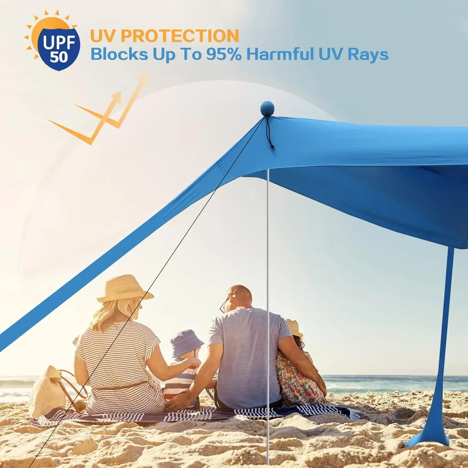 Portable Beach Canopy Sun Shade UV Protection Windproof Camping Shelter